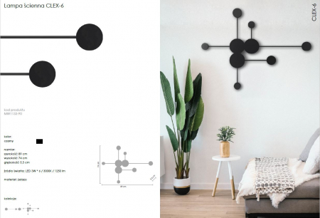Lampă de perete LED CLEX-6, neagră, 89 cm - Step into Design [5]