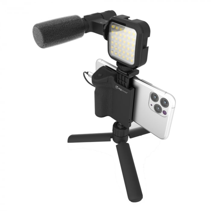 Echipament video vlogging cu trepied, microfon si LED [2]