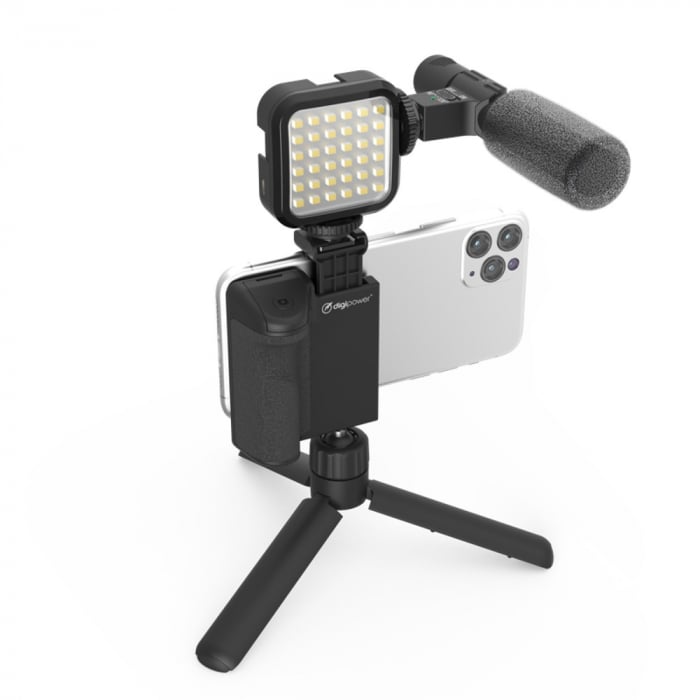 Echipament video vlogging cu trepied, microfon si LED [3]