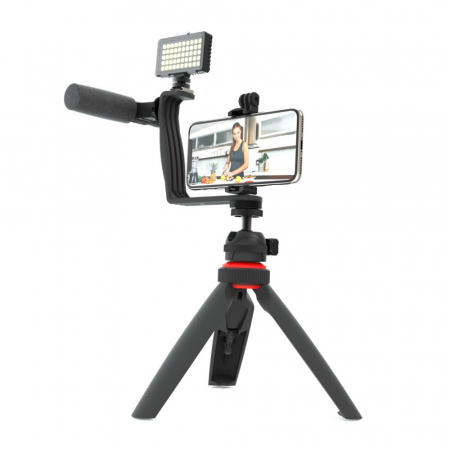 Kit video pentru Vlogging cu trepied, microfon si LED [0]