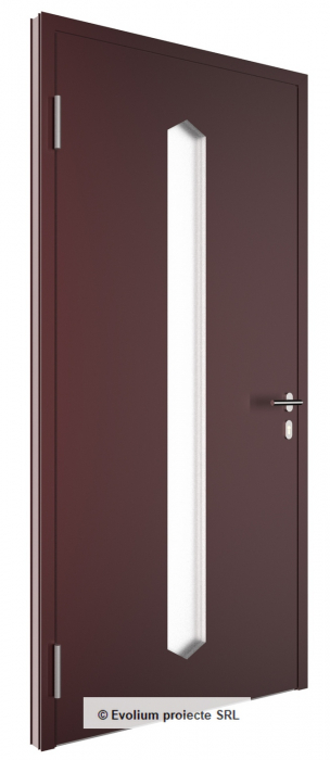 Usa din aluminiu cu un decupaj vertical mediu cu broasca automata de siguranta [2]