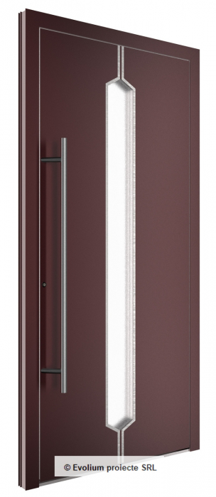 Usa din aluminiu cu un decupaj vertical mediu cu broasca automata de siguranta [1]