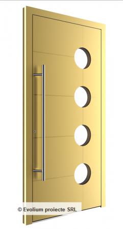 Usi de intrare - Usa de intrare cu frezari, decupaje cu sticla si maner inox