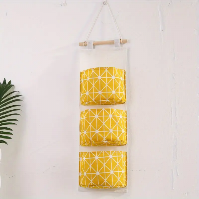 Set Carlig + Organizator textil pentru usa baie / bucatarie - Galben [8]