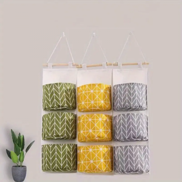 Set Carlig + Organizator textil pentru usa baie / bucatarie - Galben [7]