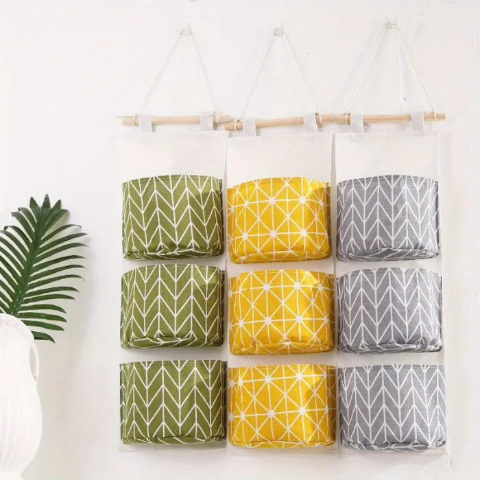 Set Carlig + Organizator textil pentru usa baie / bucatarie - Galben [3]
