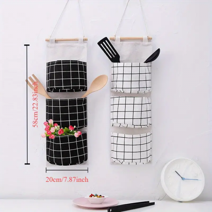 Set Carlig + Organizator textil pentru usa baie / bucatarie - Galben [5]