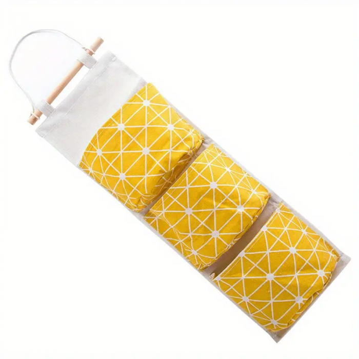 Set Carlig + Organizator textil pentru usa baie / bucatarie - Galben [2]