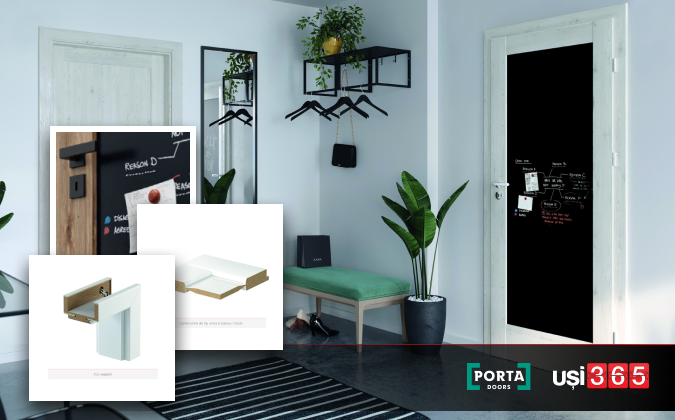 Usa de interior cu toc reglabil HDF PORTA VERTE HOME - Model E0 cu tabla neagra [2]