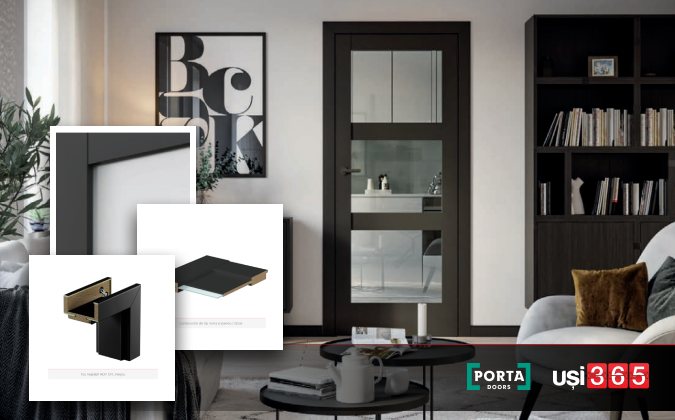 Usa cu toc reglabil HDF PORTA VERTE HOME BLACK - Model B5 [2]