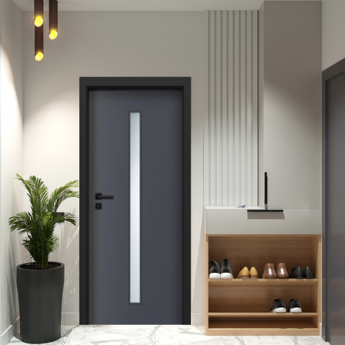 Usa de interior gri antracit finisaj CPL cu toc metalic negru mat - DECOR 4.3 [4]