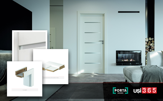 Usa de interior PORTA VERTE PREMIUM cu toc reglabil - Model E5 - Sticla mata [4]