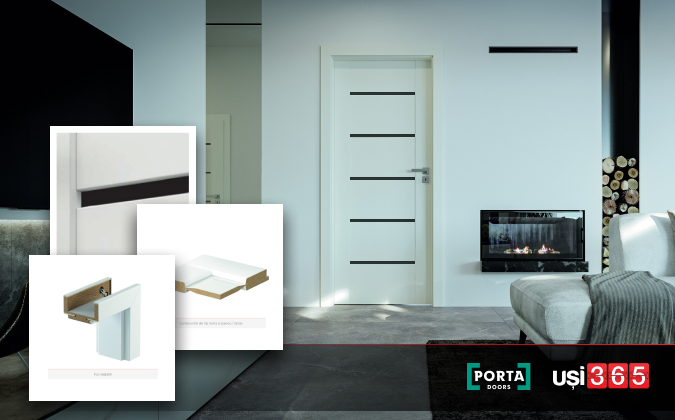 Usa de interior PORTA VERTE PREMIUM cu toc reglabil - Model E5 - Sticla Neagra [4]