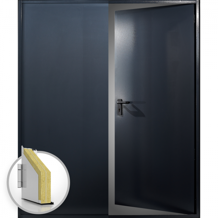 Usa metalica dubla blat 60 mm intrare secundara - RAL 7016 - Gri Antracit - Usa dubla multifunctionala otel [1]