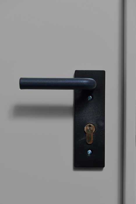 Usa metalica blat 40 mm din otel multifunctionala pentru boxa / magazie - RAL 7035 Gri Deschis - Deschidere Reversibila [4]
