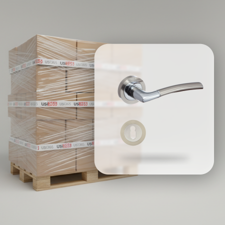 Pachet 20 x Maner PRESTO crom satinat si rozeta rotunda PZ / BB