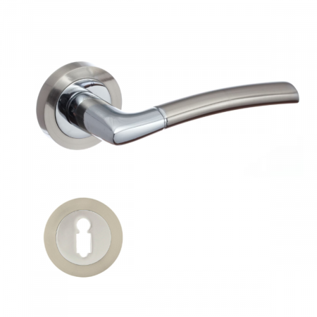 Pachet 20 x Maner PRESTO crom satinat si rozeta rotunda PZ / BB [1]