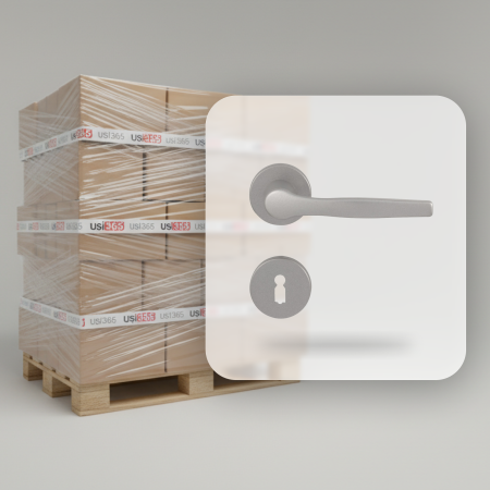 Pachet 20 x Maner Echo argintiu mat si rozeta PZ / BB  rotunda 50 mm