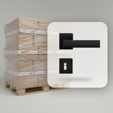 Pachet 20 x Maner QUBIK negru mat si rozeta patrata PZ / BB