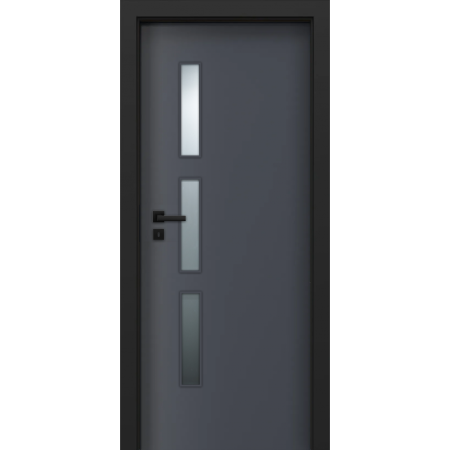 Usi Gri Antracit - Usa de interior gri antracit finisaj CPL cu toc metalic negru mat - INFINIT 4.2