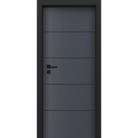 Usi Gri Antracit - Usa de interior gri antracit finisaj CPL cu toc metalic negru mat - ORIZONT 3.5