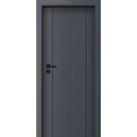 Usi cu Toc Reglabil - Usa de interior gri antracit finisaj CPL cu toc metalic negru mat - ORIZONT 3.6