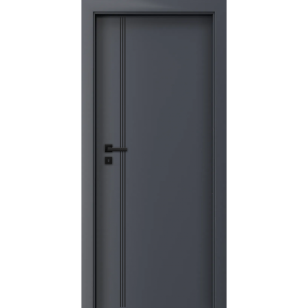 Usi cu Toc Reglabil - Usa de interior gri antracit finisaj CPL cu toc metalic negru mat - ORIZONT 3.7