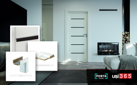 Usa de interior PORTA VERTE PREMIUM cu toc reglabil - Model E5 - Sticla Neagra [3]