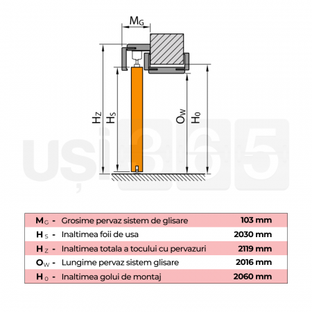 Usa glisanta Porta Decor cu incuietoare si toc porta tunel -Alb [10]