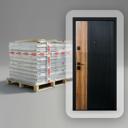 Pachete PROMO - Pachet 12 x Usa intrare apartament AMURA365 - Finisaj in 2 culori cu riflaj negru si insertie de Cires