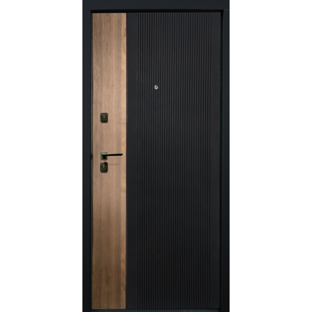 Usi de intrare in apartament - Usa intrare apartament AMURA365 - Finisaj in 2 culori cu riflaj negru si insertie de Cires