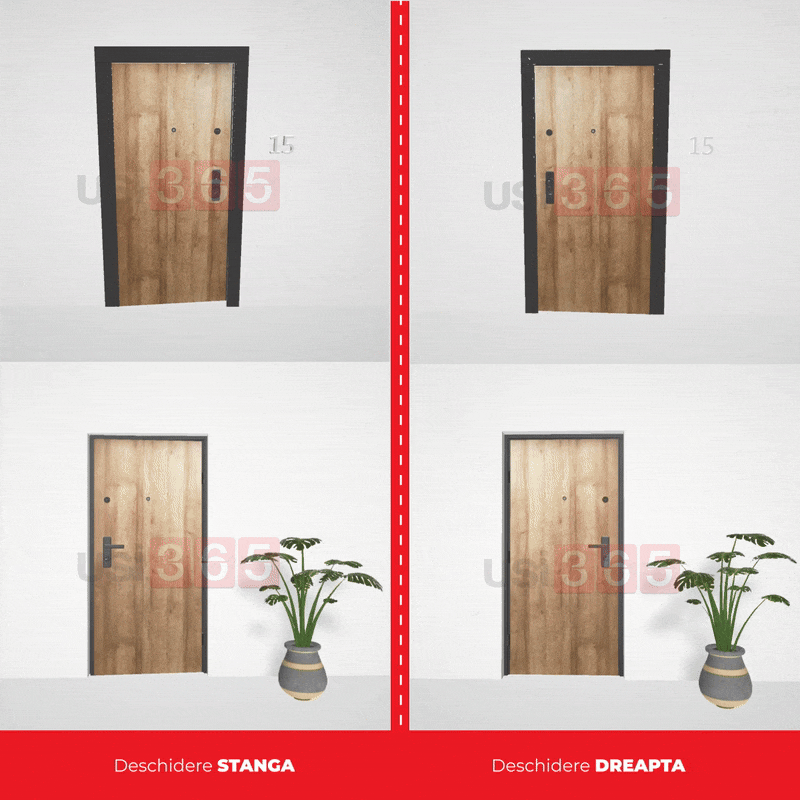 Pachet 12 x Usa metalica intrare apartament placata cu MDF Gri Antracit - Mega EKO P+ 9000 [7]