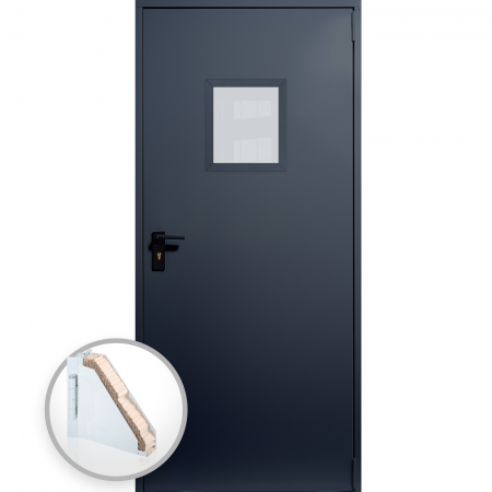 Usi Metalice Tehnice - Usa metalica blat 40 mm din otel multifunctionala cu geam pentru boxa / magazie - RAL 7016 Gri Antracit