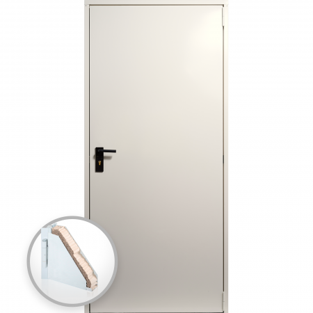 Usi Metalice Tehnice - Usa metalica blat 40 mm din otel multifunctionala pentru boxa / magazie - RAL 9001 Alb-Crem - Deschidere Reversibila