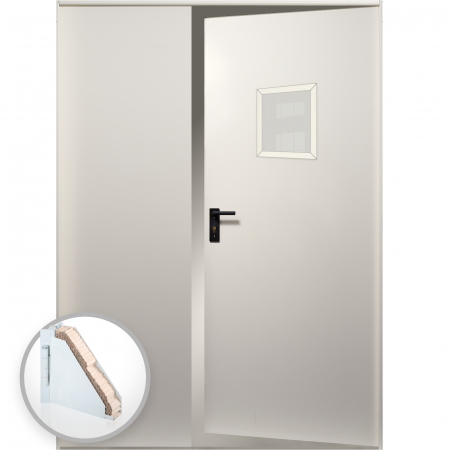 Usi Metalice Tehnice - Usa metalica dubla cu geam blat 40 mm din otel multifunctionala pentru boxa RAL 1013 Crem