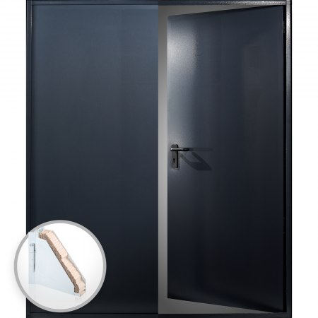 Usi Metalice pentru Boxa - Usa metalica dubla blat 60 mm intrare secundara - RAL 7016 - Gri Antracit - Usa dubla multifunctionala otel
