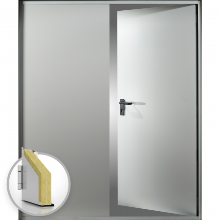 UȘI REZIDENTIAL - Usa metalica dubla blat 60 mm intrare secundara - RAL 7035 - Gri Deschis - Usa dubla multifunctionala otel