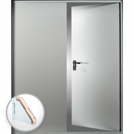 Usi Metalice pentru Boxa - Usa metalica dubla blat 60 mm intrare secundara - RAL 7035 - Gri Deschis - Usa dubla multifunctionala otel