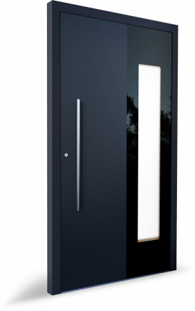 Usi de intrare - Usa metalica pivotanta de intrare in casa cu geam – Model PIVOT, gri antracit RAL 7016
