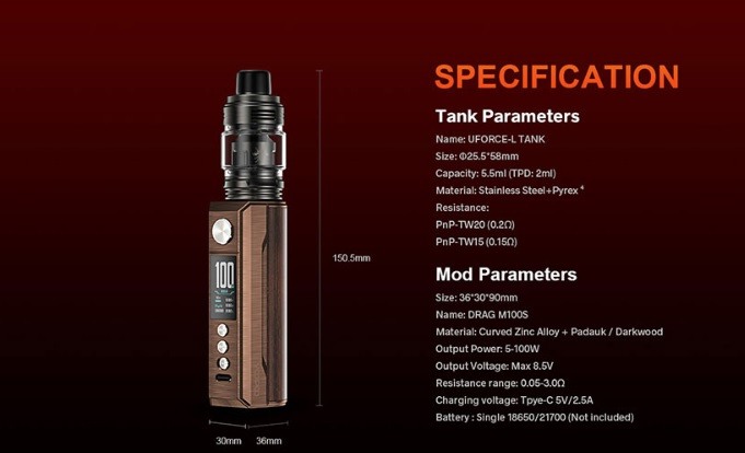 Kit Drag M100S Silver+Black, VooPoo [9]