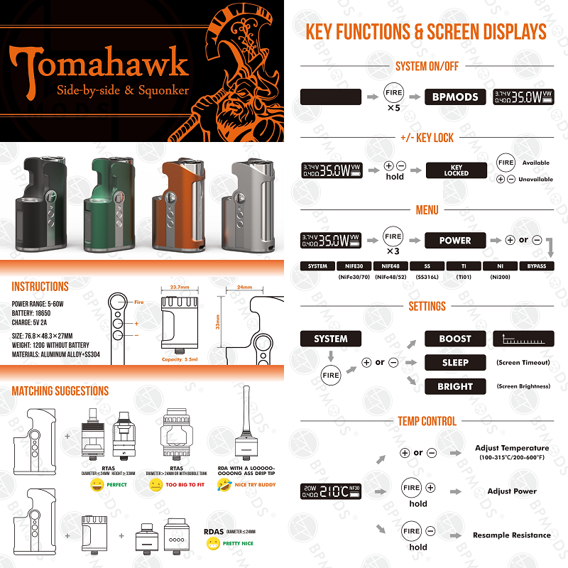 Mod Tomahawk SBS & Squonk, BP Mods