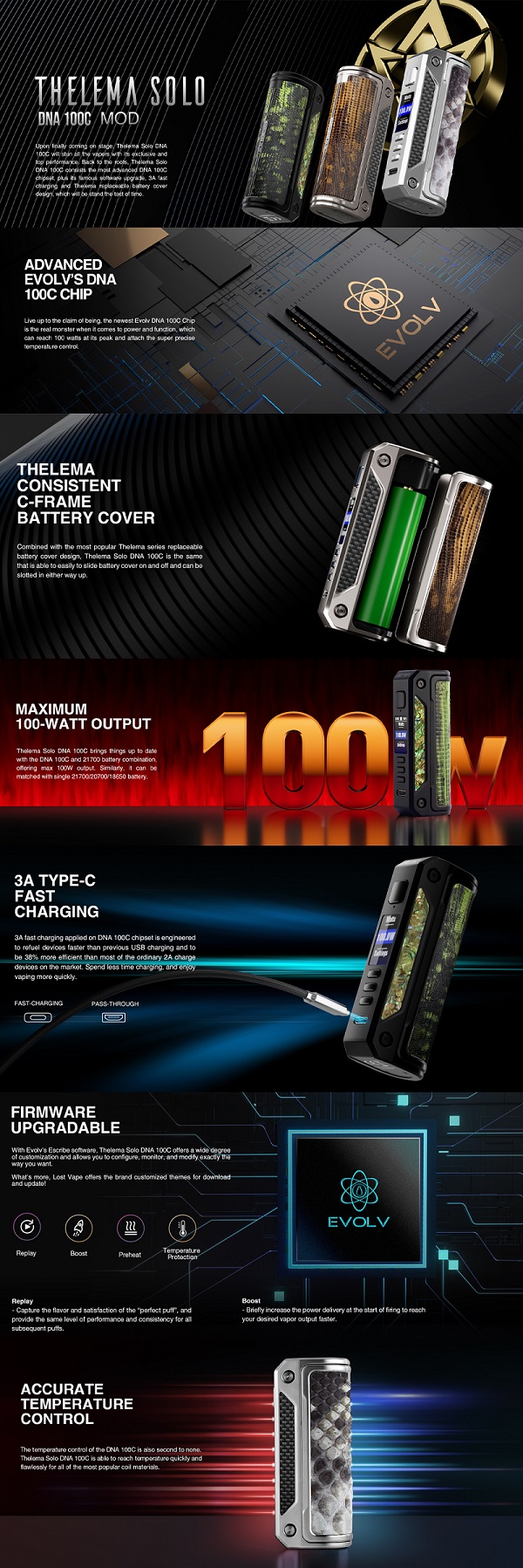 Mod Lost Vape Thelema Solo DNA 100C
