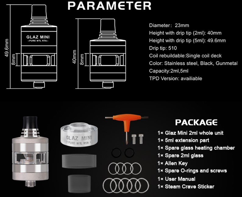 Atomizor Glaz Mini MTL RTA, Steam Crave