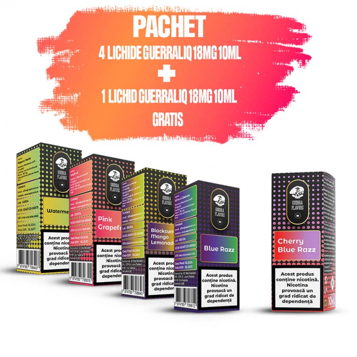 Pachet 4 + 1 Lichid GuerraLiq 18mg 10ml [1]