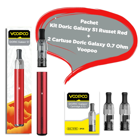 TIGARI ELECTRONICE - Pachet Kit Doric Galaxy S1 Russet Red + 2 Cartuse Doric Galaxy S1 Voopoo