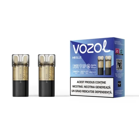 VOZOL SWITCH PRO MR BLUE este un cartuș/capsulă de rezervă de unică folosință pentru narghilea electronică VOZOL, care îți oferă o experiență de vaping sofisticată cu un amestec delicios de afine, zmeură, mure și mentă. Preumplut cu 2 ml de e-Lichid cu 2% nicotină, acest cartuș asigură până la 800 de pufuri pline de savoare, ideal pentru cei care caută o combinație perfectă între dulceață și prospețime.  Cartușul VOZOL Switch Pro Mr Blue este perfect pentru utilizatorii care apreciază confortul și simplitatea unei narghilele electronice de unică folosință. Acest cartuș nu necesită reumplere sau întreținere complicată, fiind compatibil exclusiv cu dispozitivele VOZOL Switch Pro, garantând o experiență de vaping consistentă și plăcută.  Caracteristici și Beneficii: Cartuș de unică folosință preumplut: Simplu și gata de utilizare, fără necesitatea reumplerii. Aromă complexă: Un mix vibrant de afine, zmeură, mure și mentă, care oferă o explozie de gust și prospețime la fiecare puf. 2 ml de e-Lichid cu 2% nicotină: Ideal pentru utilizatorii care caută o dozare moderată de nicotină. Durabilitate de până la 800 de pufuri: Oferă o utilizare extinsă și satisfăcătoare, perfectă pentru vaping de zi cu zi. Compatibilitate exclusivă cu VOZOL Switch Pro: Proiectat pentru a maximiza confortul și performanța în utilizare. De ce să alegi VOZOL Switch Pro Mr Blue? Acest cartuș este ideal pentru cei care apreciază aromele fructate și proaspete, având o notă de mentă care adaugă o dimensiune răcoritoare experienței de vaping. Mr Blue este alegerea perfectă pentru utilizatorii care doresc să se bucure de o combinație rafinată de arome într-o narghilea electronică simplă și eficientă.  Specificații Tehnice: Capacitate e-Lichid: 2 ml Concentrație nicotină: 2% (20 mg/ml) Număr de pufuri: Aproximativ 800 Compatibilitate: Narghilea electronică VOZOL Switch Pro Aromă: Afine, zmeură, mure și mentă Conținut pachet: 2 cartușe VOZOL Switch Pro Mr Blue Avantaje și Beneficii: Vaping fără bătăi de cap: Cartușul este gata de utilizare imediat, fără reumplere sau întreținere. Aromă intensă și revigorantă: Fiecare puf oferă o explozie de aromă plăcută și răcoritoare. Design compact: Ușor de transportat și utilizat, perfect pentru utilizatorii activi. Durabilitate extinsă: Fiecare cartuș asigură până la 800 de pufuri, ideal pentru utilizare de lungă durată. Cumpără acum VOZOL Switch Pro Mr Blue și bucură-te de un vaping plin de arome fructate și proaspete, cu narghileaua electronică de unică folosință VOZOL. Cuvinte cheie: cartuș VOZOL, capsulă VOZOL Switch Pro, rezervă narghilea electronică, lichid e-Lichid 2% nicotină, narghilea VOZOL 800 pufuri, aromă afine, zmeură, mure și mentă, rezervă lichid narghilea, capsulă vaping VOZOL, dispozitiv vaping de unică folosință, narghilea VOZOL Switch Pro.