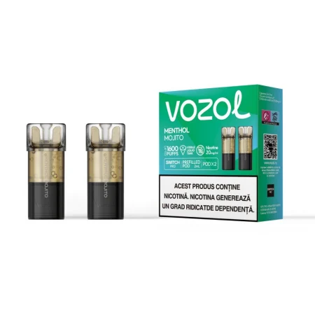 VOZOL SWITCH PRO MENTHOL MOJITO este un cartuș/capsulă de rezervă pentru narghilea electronică VOZOL, conceput pentru a oferi o experiență de vaping revigorantă și aromatică. Acest cartuș este preumplut cu 2 ml de e-Lichid cu 2% nicotină, suficient pentru a asigura până la 800 de pufuri, îmbinând aroma răcoritoare a mentolului cu gustul fresh și vibrant al mojito-ului. Fiecare inhalare te va transporta pe o plajă exotică, oferind o senzație răcoritoare perfectă pentru orice moment al zilei.  Cartușul VOZOL Switch Pro Menthol Mojito este ideal pentru utilizatorii care apreciază comoditatea și ușurința de utilizare. Fără necesitatea reumplerii sau întreținerii complicate, acest cartuș de rezervă este gata de utilizare imediată. Este compatibil exclusiv cu dispozitivele VOZOL Switch Pro, asigurând o experiență de vaping de calitate superioară.  Caracteristici și Beneficii: Cartuș de unică folosință preumplut: Gata de utilizare imediată, fără reumpleri sau întreținere. Aromă proaspătă de Mojito cu Mentol: O combinație răcoritoare de mentol și lime, perfectă pentru zilele călduroase. 2 ml de e-Lichid cu 2% nicotină: Ideal pentru utilizatorii care preferă o dozare moderată a nicotinei, oferind o satisfacție garantată. Durabilitate de până la 800 pufuri: Perfect pentru utilizare îndelungată, menținând intensitatea aromei până la ultimul puf. Compatibilitate exclusivă cu VOZOL Switch Pro: Cartușul este proiectat special pentru acest sistem, asigurând o performanță optimă. Design ergonomic și compact: Se potrivește perfect în dispozitiv, asigurând un flux de aer optim pentru o experiență de vaping plăcută. De ce să alegi VOZOL Switch Pro Menthol Mojito? Acest cartuș este alegerea perfectă pentru cei care iubesc aromele revigorante și răcoritoare. Cu o combinație delicioasă de mentol și mojito, VOZOL Menthol Mojito îți oferă o experiență de vaping care este atât satisfăcătoare, cât și energizantă, ideală pentru utilizatorii care caută o evadare din rutina zilnică.  Specificații Tehnice: Capacitate e-Lichid: 2 ml Concentrație nicotină: 2% (20 mg/ml) Număr de pufuri: Aproximativ 800 Compatibilitate: Narghilea electronică VOZOL Switch Pro Aromă: Mojito cu mentol Conținut pachet: 2 cartușe VOZOL Switch Pro Menthol Mojito Avantaje și Beneficii: Vaping fără complicații: Cartușul este preumplut și gata de utilizare imediată, eliminând nevoia de reumplere. Aromă intensă și răcoritoare: Fiecare puf oferă o explozie de gust proaspăt și revitalizant. Design practic: Capsule ușor de schimbat, ideale pentru utilizatorii în mișcare. Durată lungă de viață: Fiecare cartuș asigură până la 800 de pufuri, fiind perfect pentru utilizare de lungă durată. Cumpără acum VOZOL Switch Pro Menthol Mojito și bucură-te de o experiență de vaping cu o aromă delicioasă de mojito mentol, perfectă pentru a te răcori în zilele călduroase și pentru a adăuga un strop de prospețime în rutina ta de vaping. Cuvinte cheie: cartuș VOZOL, capsulă VOZOL Switch Pro, rezervă narghilea electronică, lichid e-Lichid 2% nicotină, narghilea VOZOL 800 pufuri, aromă mojito mentol, rezervă lichid narghilea, capsulă vaping VOZOL, dispozitiv vaping de unică folosință, narghilea VOZOL Switch Pro.