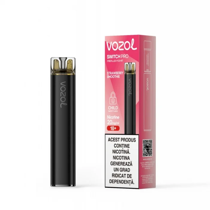 VAPE VOZOL SWITCH PRO STRAWBERRY SMOOTHIE: O Experiență Delicioasă și Răcoritoare  Pentru iubitorii aromelor dulci și cremoase, VAPE VOZOL SWITCH PRO STRAWBERRY SMOOTHIE este alegerea perfectă! Acest dispozitiv de unică folosință îmbină aromele suculente ale căpșunilor cu textura catifelată a unui smoothie proaspăt preparat, oferind o experiență de vaping care îți va încânta papilele gustative. Fiecare puf este ca un răsfăț cremos, ideal pentru a te răcori în zilele călduroase sau pentru a adăuga o notă de dulceață momentelor tale de relaxare.  Ce Este VAPE VOZOL SWITCH PRO STRAWBERRY SMOOTHIE? VAPE VOZOL SWITCH PRO STRAWBERRY SMOOTHIE este un vape de unică folosință, preumplut cu un e-lichid delicios care combină aroma intensă a căpșunilor cu un gust cremos de smoothie. Cu o capacitate de până la 6000 de pufuri, acest dispozitiv îți permite să te bucuri de aromele sale bogate pentru o perioadă extinsă, fără a compromite calitatea.  Caracteristici Principale ale VAPE VOZOL SWITCH PRO STRAWBERRY SMOOTHIE Aromă Delicioasă și Răcoritoare: Mixul de căpșuni și cremă oferă o experiență de vaping revigorantă și dulce, perfectă pentru orice moment al zilei. Până la 6000 de Pufuri: Capacitatea mare de e-lichid asigură o utilizare îndelungată, astfel încât să te poți bucura de fiecare puf din plin. Design Elegant și Compact: VAPE VOZOL SWITCH PRO este ușor de transportat și are un aspect modern, ideal pentru utilizarea zilnică. Tehnologie Avansată de Atomizare: Sistemul de atomizare asigură o eliberare uniformă a aromelor, garantând vapori densi și aromă intensă. De Ce Să Alegi VAPE VOZOL SWITCH PRO STRAWBERRY SMOOTHIE? Experiență Fructată și Cremoză: Aromele de căpșuni și textura cremoasă a smoothie-ului sunt ideale pentru cei care adoră gusturile dulci și îmbietoare. Perfect pentru Orice Ocazie: Indiferent dacă te relaxezi acasă, ești în mișcare sau petreci timp cu prietenii, acest vape adaugă o notă de bucurie și prospețime zilei tale. Ușor de Utilizat: Fără butoane sau setări complicate, este gata de utilizare imediat. Tot ce trebuie să faci este să inhalezi și să te bucuri de aromă. Aroma și Senzațiile VAPE VOZOL SWITCH PRO STRAWBERRY SMOOTHIE Căpșuni: O aromă dulce și proaspătă, care te va transporta instantaneu într-o grădină plină de căpșuni coapte. Textură de Smoothie: Gustul cremos și bogat adaugă o dimensiune unică combinației, făcând fiecare puf să se simtă ca o înghițitură de smoothie proaspăt preparat. Cum și Când să Folosești VAPE VOZOL SWITCH PRO STRAWBERRY SMOOTHIE? Pe Timp de Vară: Această aromă este perfectă pentru zilele călduroase, oferindu-ți o senzație de răcorire instantanee. La Petreceri sau Întâlniri: Adaugă un strop de dulceață și distracție la evenimentele tale sociale cu aromele sale îmbietoare. În Momentele de Relaxare: Savurează fiecare puf în timp ce te relaxezi acasă, lăsând aromele să te transporte într-o lume plină de bucurie. Tehnologie și Performanță VAPE VOZOL SWITCH PRO STRAWBERRY SMOOTHIE este echipat cu o tehnologie avansată de atomizare, care asigură vapori densi și arome intense. Cu o baterie puternică și o capacitate mare de e-lichid, acest dispozitiv oferă o performanță constantă, fără a pierde din intensitatea aromelor.  Concluzie: VAPE VOZOL SWITCH PRO STRAWBERRY SMOOTHIE este alegerea perfectă pentru iubitorii de arome dulci și cremoase. Cu un mix savuros de căpșuni și un gust catifelat de smoothie, acest dispozitiv de unică folosință transformă fiecare puf într-o experiență delicioasă. Nu rata ocazia de a savura această aromă îmbietoare și adaugă un strop de bucurie zilei tale!
