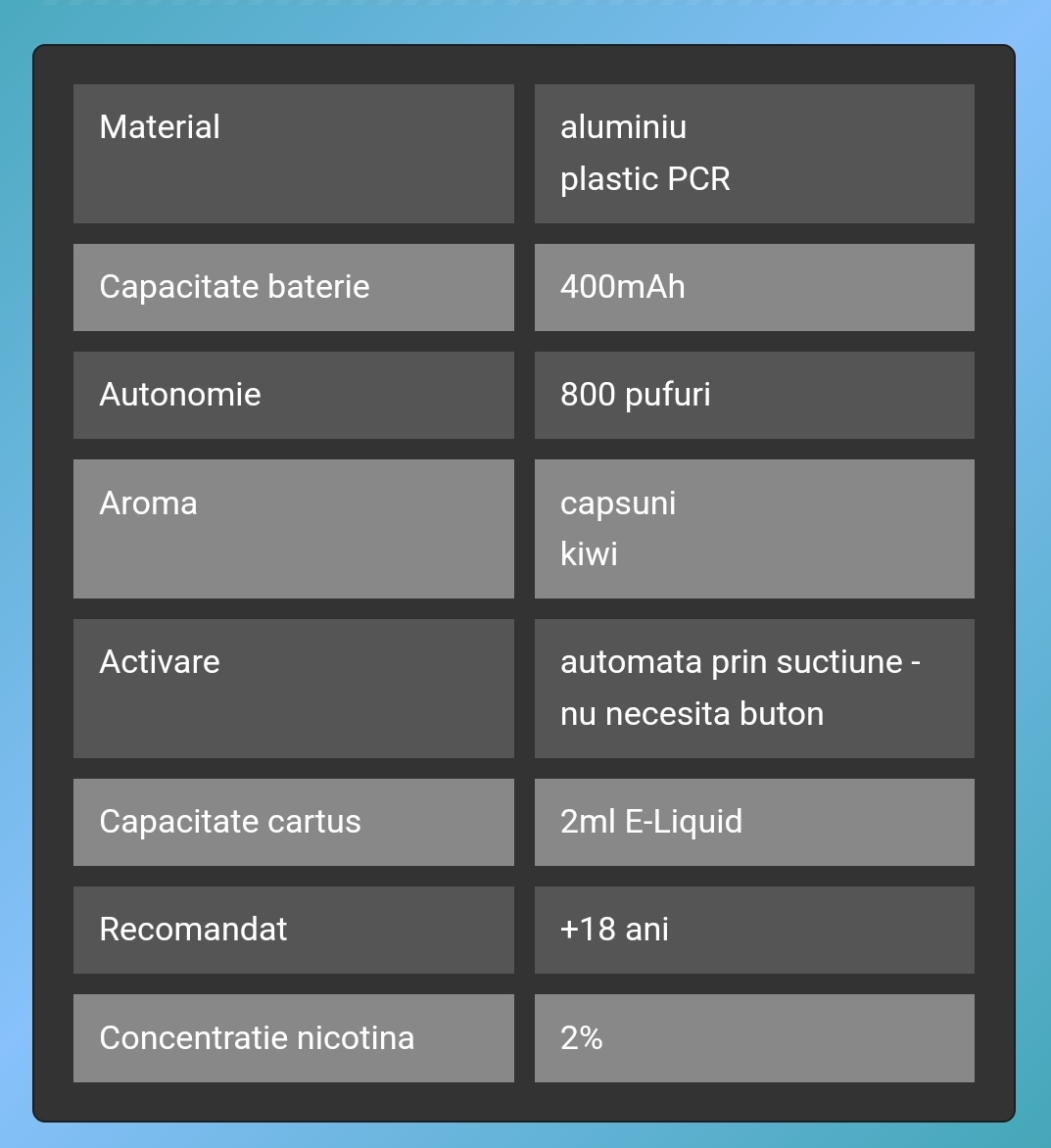 VOZOL SWITCH PRO STRAWBERRY KIWI narghilea electronica cu cartus rezerva reincarcabila, preumpluta cu 2ml E-Liquid cu 2% nicotina vape 800 pufuri si are o aroma  de capsuni & kiwi oferta pret