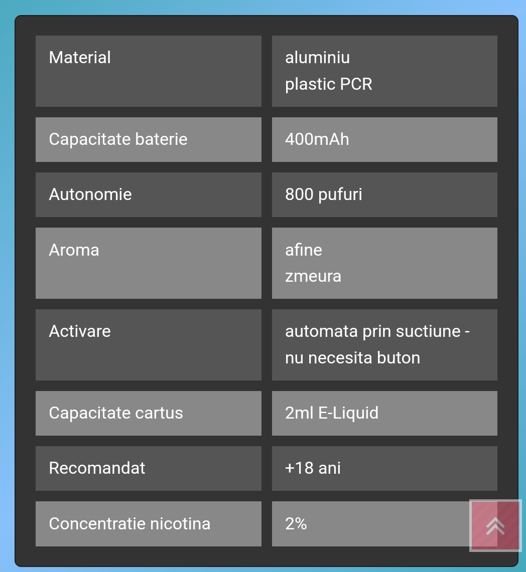 VOZOL SWITCH PRO MR BLUE narghilea electronica reincarcabilacu cartus rezerva preumpluta cu 2ml Lichid Vozol cu 2% nicotina vape 800 pufuri si are o aroma de afine & zmeura, mure si menta oferta pret